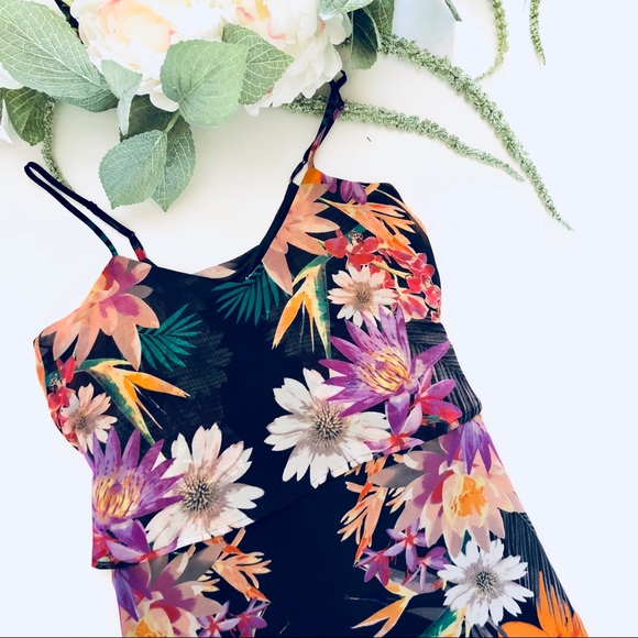 {Aqua} Vibrant Floral hi-low hem dress - Picture 6 of 13